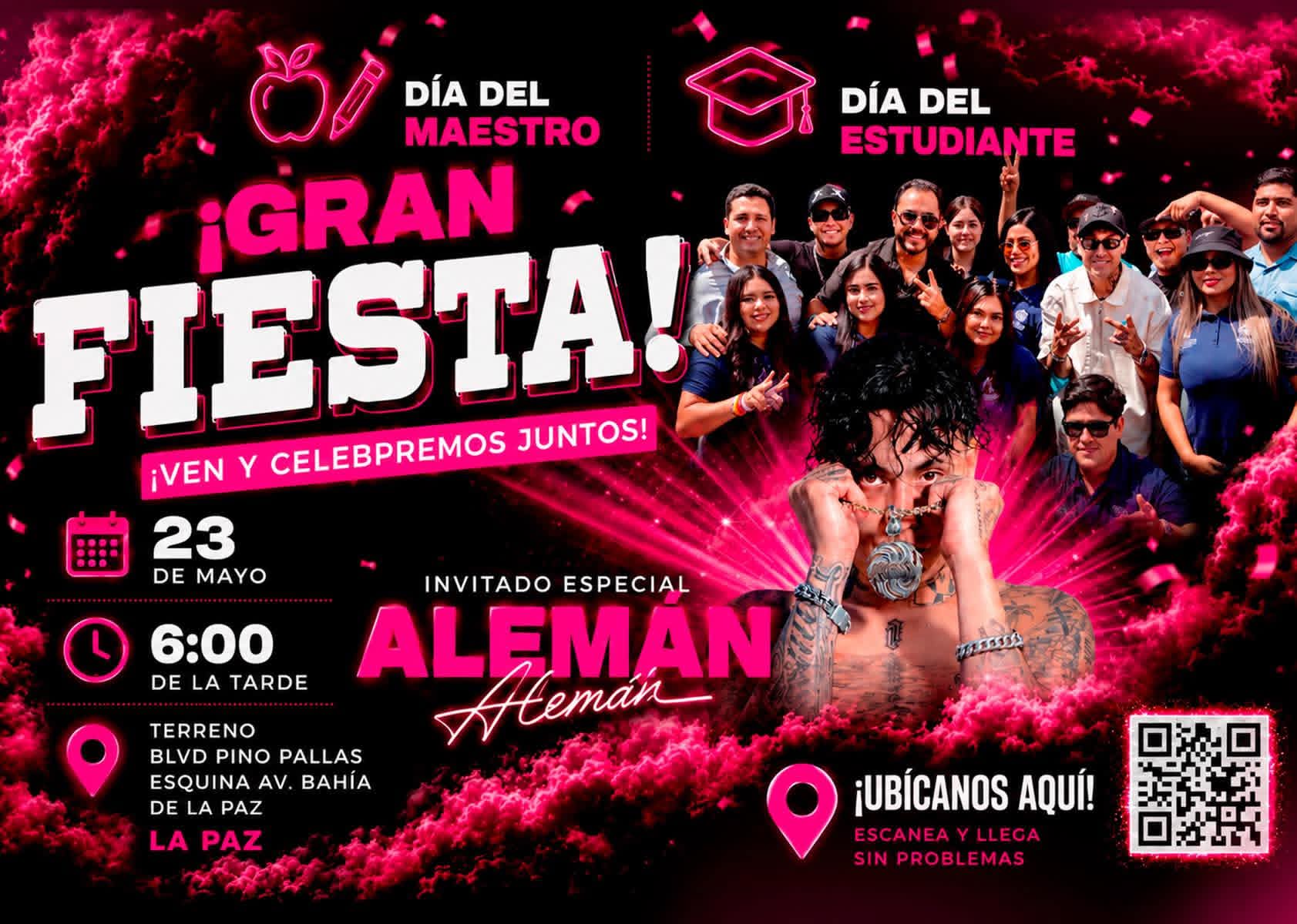 Anuncian gran fiesta por el Día del Maestro y del Estudiante en La Paz con presentación de&nbsp;Alemán